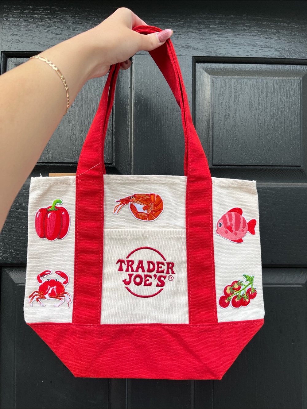✨ 🍅 Trader Joe’s Red “Coastal Harvest: Catch of the Day” Mini Tote Bag 🦀 🦐✨